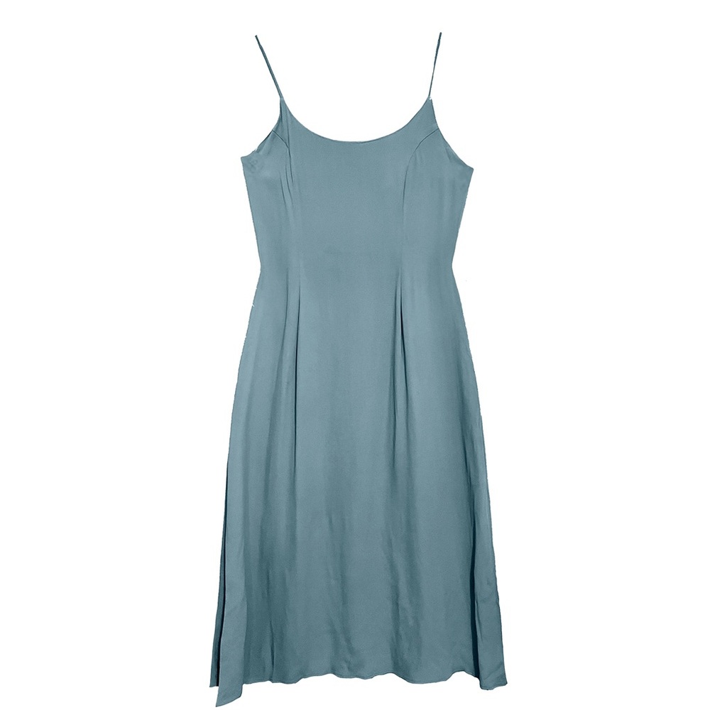 VINTAGE 90s Teal Blue Slip Dress Long Maxi Gown